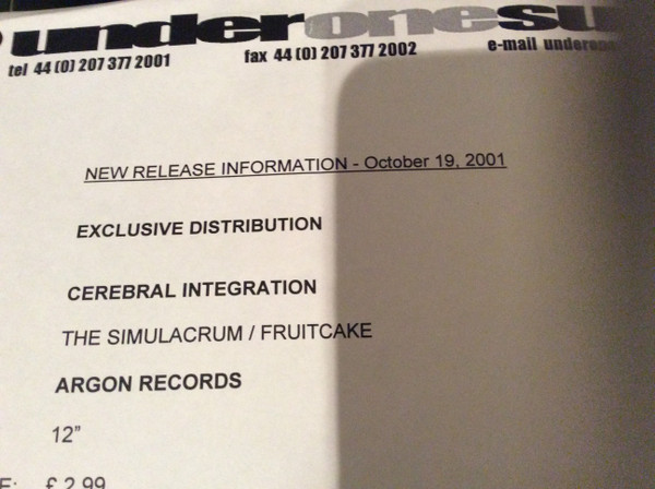 Cerebral Integration - The Simulacrum / Fruitcake (2001) - Image 2