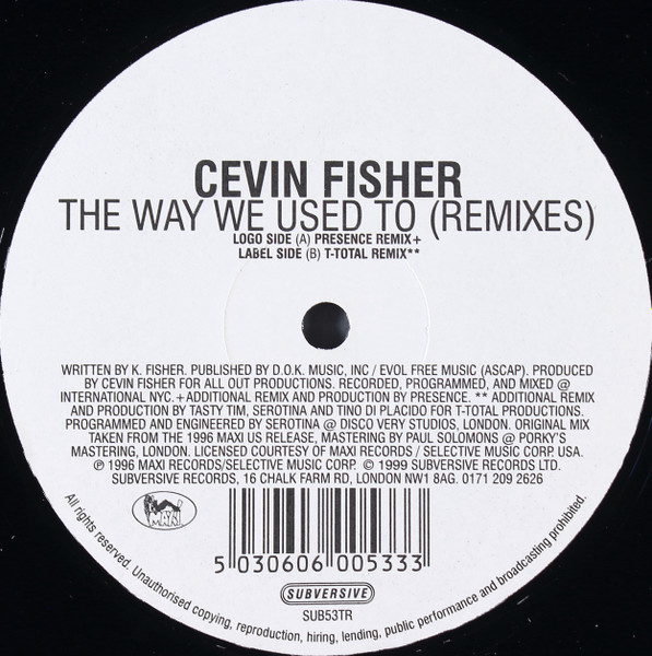 Cevin Fisher - The Way We Used To (Remixes) (Part Two) (1999) - Image 3
