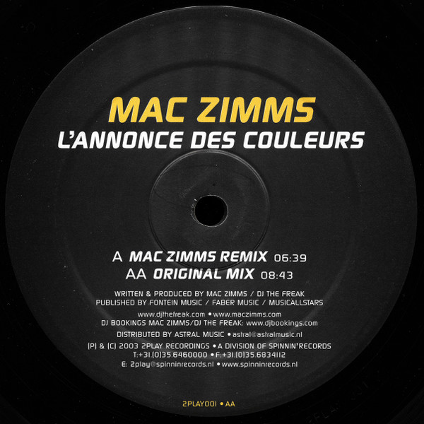 Mac Zimms - L'Annonce Des Couleurs (2003) - Image 2