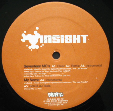 Insight (2) - Seventeen MC's b/w Visual Audio + No Turning Back (Remix) (2005) - Image 3