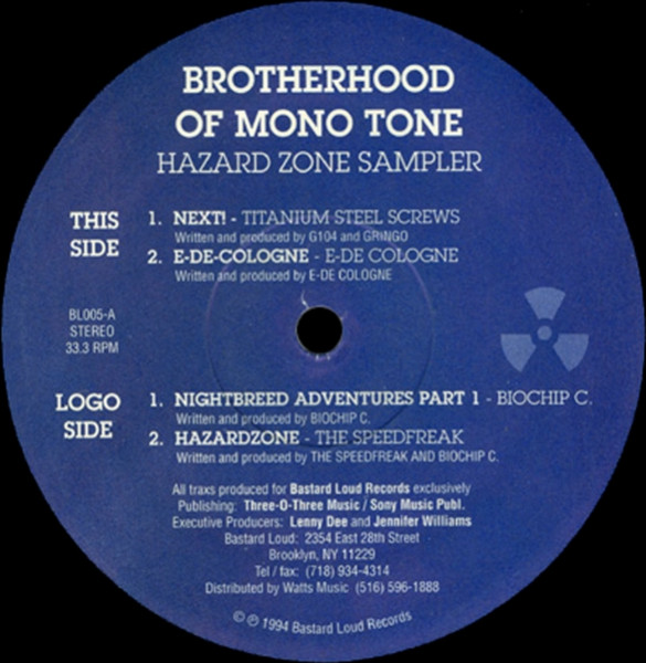 Various - Brotherhood Of Mono Tone - Hazard Zone Sampler (1994)