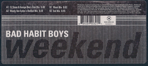 Bad Habit Boys - Weekend (2000) - Image 3