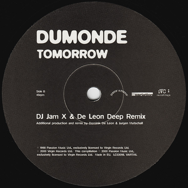 JamX & De Leon, DuMonde - Tomorrow (Moogwai & DJ Jam X & De Leon Remixes) (2000) - Image 4