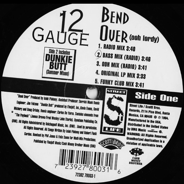 12 Gauge - Bend Over (Ooh Lordy) / Dunkie Butt (Summer Remixes) (1994)