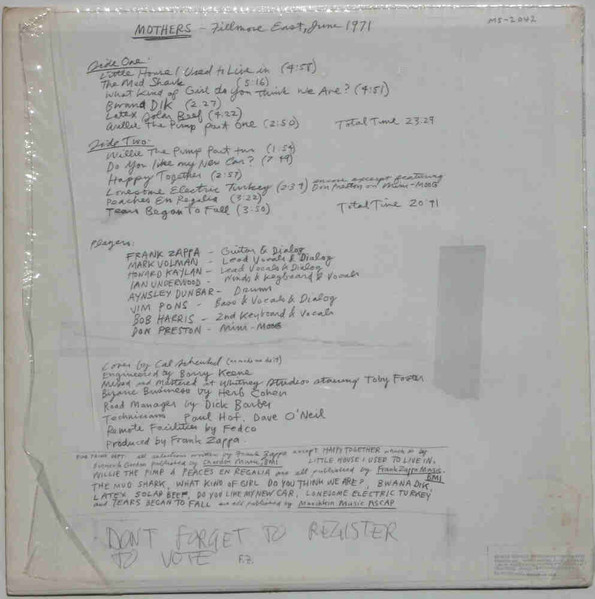 The Mothers - Fillmore East - June 1971 (1971) - Image 3