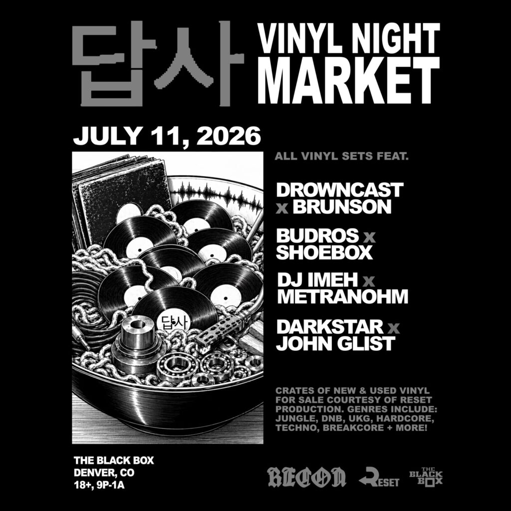 Vinyl Night Market flyer — The Black Box, Denver, July 11 2026