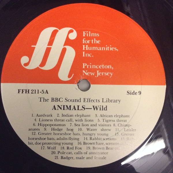 Unknown Artist - The BBC Sound Effects Library - ANIMALS - Wild (1983)